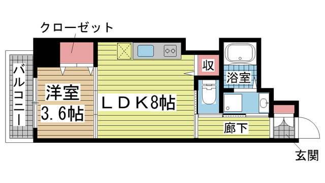 アルカディア 501|神戸市中央区東雲通(阪急神戸線春日野道駅)のマンション間取 アルカディア 501|神戸市中央区東雲通(阪急神戸線春日野道駅)のマンション間取