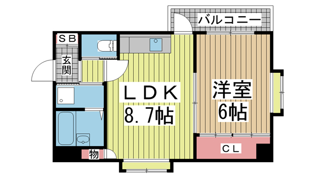神戸市中央区浜辺通の賃貸物件間取画像
