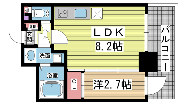 神戸市中央区吾妻通の賃貸物件間取画像