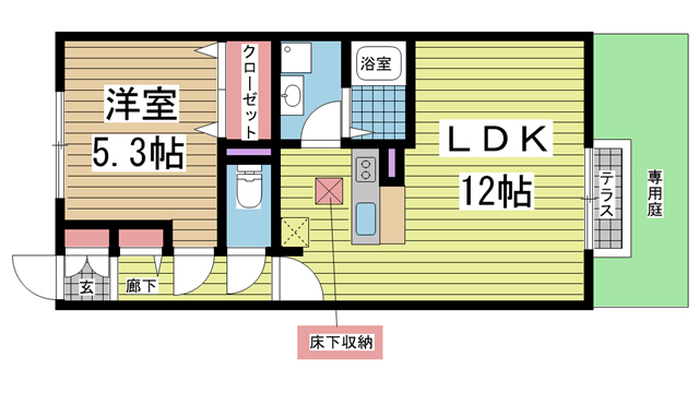 ラスルプレイス 103|神戸市北区山田町下谷上(神戸電鉄有馬線箕谷駅)のアパート間取 ラスルプレイス 103|神戸市北区山田町下谷上(神戸電鉄有馬線箕谷駅)のアパート間取