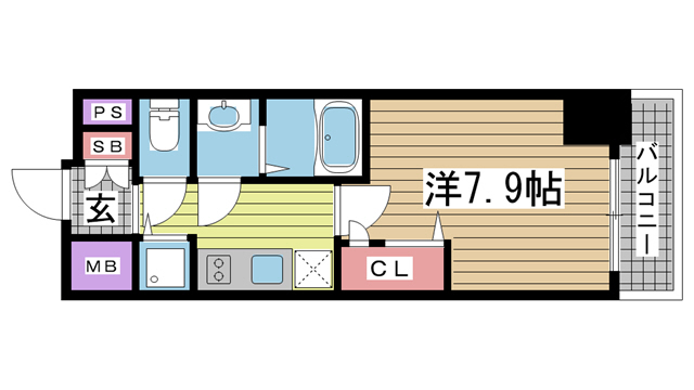 プレサンスKOBEグレンツ 1308|神戸市兵庫区新開地(JR東海道本線(近畿)神戸駅)のマンション間取 プレサンスKOBEグレンツ 1308|神戸市兵庫区新開地(JR東海道本線(近畿)神戸駅)のマンション間取