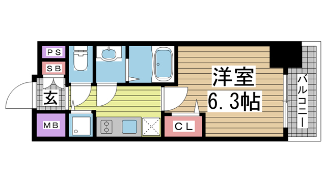 神戸市兵庫区新開地の賃貸物件間取画像