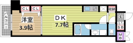 クロスレジデンス神戸元町 802|神戸市中央区元町通(JR東海道本線(近畿)元町駅)のマンション間取 クロスレジデンス神戸元町 802|神戸市中央区元町通(JR東海道本線(近畿)元町駅)のマンション間取