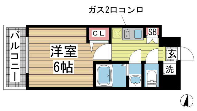 神戸市中央区琴ノ緒町の賃貸物件間取画像