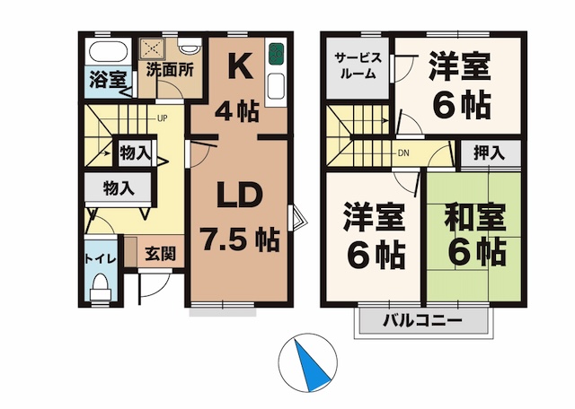 フェスタ山崎 B|神戸市西区二ツ屋(JR山陽本線明石駅)の貸家間取 フェスタ山崎 B|神戸市西区二ツ屋(JR山陽本線明石駅)の貸家間取