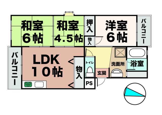 ランベール池北 204|神戸市西区池上(神戸市営地下鉄線伊川谷駅)のマンション間取 ランベール池北 204|神戸市西区池上(神戸市営地下鉄線伊川谷駅)のマンション間取