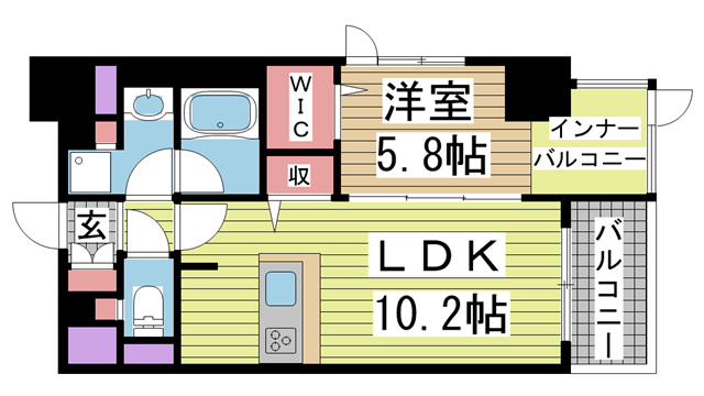神戸市中央区中山手通の賃貸物件間取画像