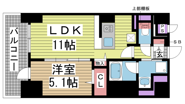 神戸市中央区熊内町の賃貸物件間取画像