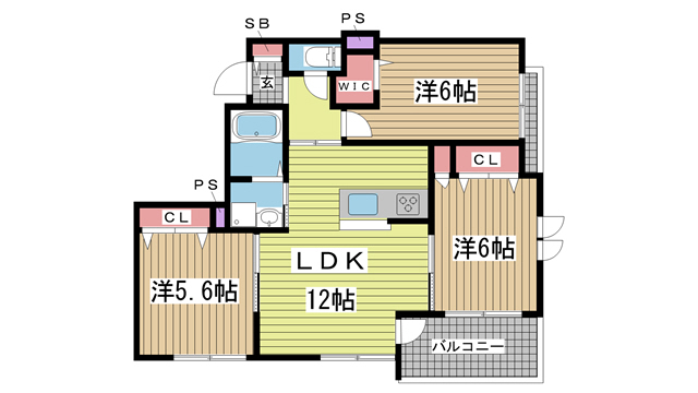 神戸市東灘区岡本の賃貸物件間取画像