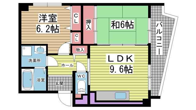 メゾン・ドュウ 301|神戸市中央区中山手通(JR東海道本線(近畿)三ノ宮駅)のマンション間取 メゾン・ドュウ 301|神戸市中央区中山手通(JR東海道本線(近畿)三ノ宮駅)のマンション間取