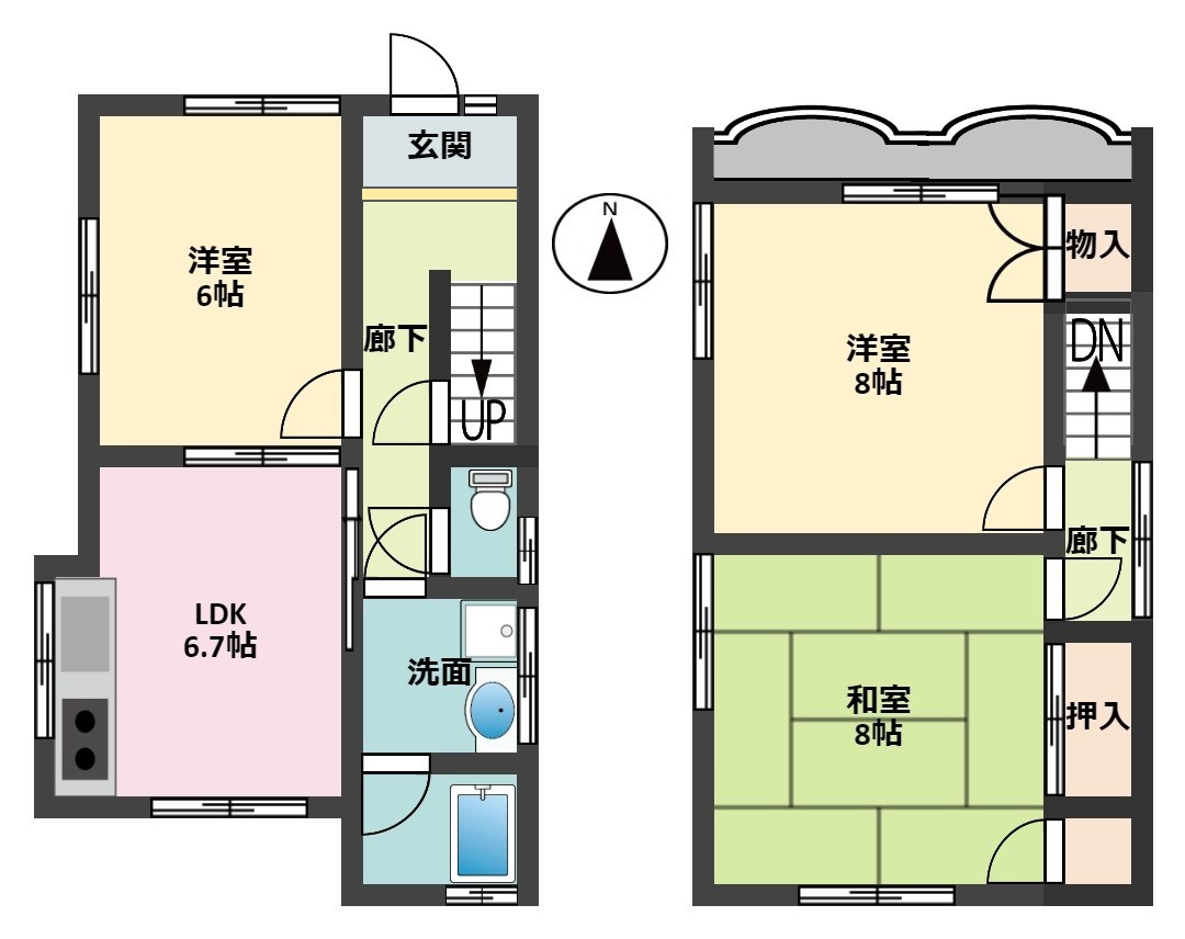 神戸市北区緑町の賃貸物件間取画像