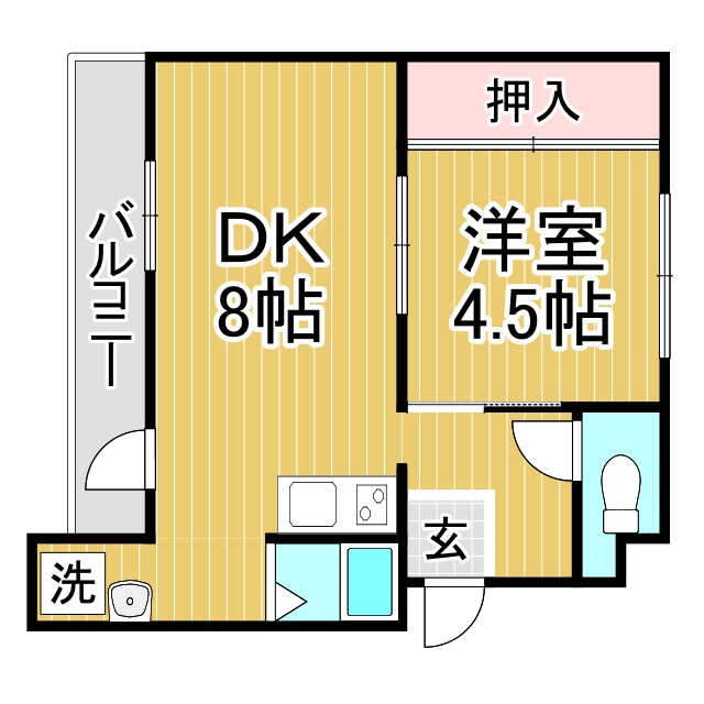 ドミールサニー緑町1号棟 105|神戸市北区緑町(神戸電鉄有馬線山の街駅)のマンション間取 ドミールサニー緑町1号棟 105|神戸市北区緑町(神戸電鉄有馬線山の街駅)のマンション間取