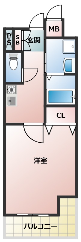 DAIWAマンション 302|神戸市中央区日暮通(阪神本線春日野道駅)のマンション間取 DAIWAマンション 302|神戸市中央区日暮通(阪神本線春日野道駅)のマンション間取