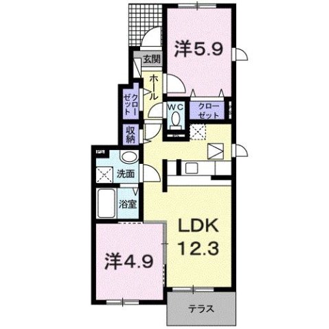 サンリットⅡ 101|神戸市北区山田町下谷上(神戸電鉄有馬線箕谷駅)のアパート間取 サンリットⅡ 101|神戸市北区山田町下谷上(神戸電鉄有馬線箕谷駅)のアパート間取