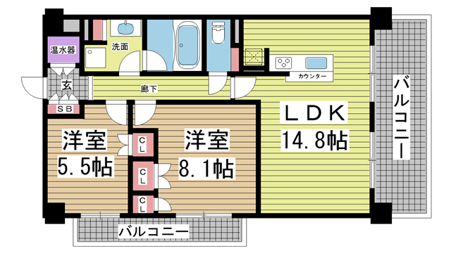 神戸市東灘区深江南町の賃貸物件間取画像