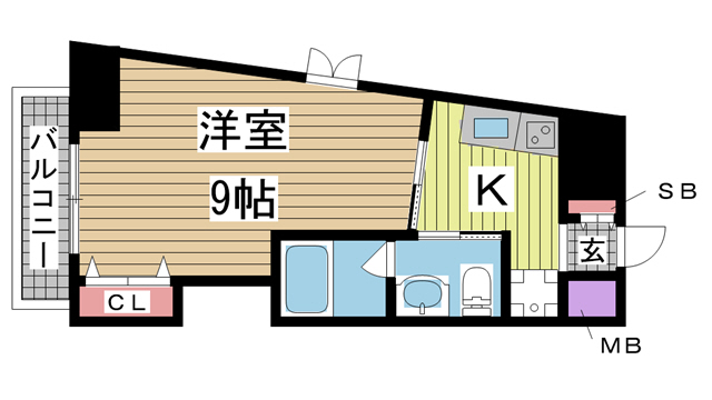 ビエント花隈 801|神戸市中央区花隈町(JR東海道本線(近畿)元町駅)のマンション間取 ビエント花隈 801|神戸市中央区花隈町(JR東海道本線(近畿)元町駅)のマンション間取