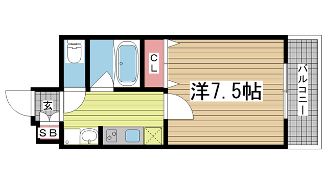 神戸市灘区王子町の賃貸物件間取画像