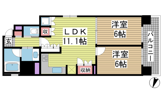 リーガル神戸三宮フラワーロード 205|神戸市中央区八幡通(JR東海道本線(近畿)三ノ宮駅)のマンション間取 リーガル神戸三宮フラワーロード 205|神戸市中央区八幡通(JR東海道本線(近畿)三ノ宮駅)のマンション間取
