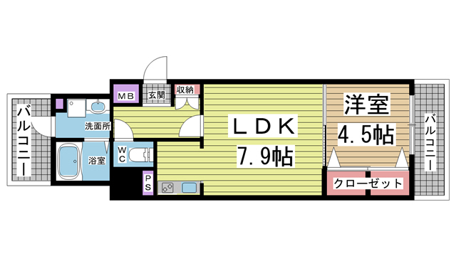 アドバンス神戸湊町 801|神戸市兵庫区湊町(JR東海道本線(近畿)神戸駅)のマンション間取 アドバンス神戸湊町 801|神戸市兵庫区湊町(JR東海道本線(近畿)神戸駅)のマンション間取