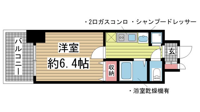 神戸市中央区琴ノ緒町の賃貸物件間取画像