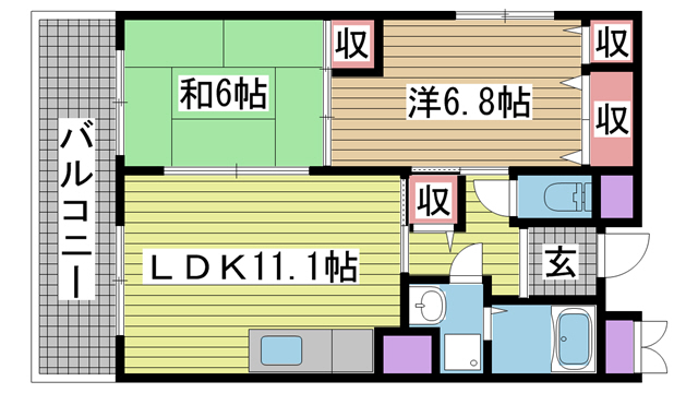 神戸市中央区中山手通の賃貸物件間取画像