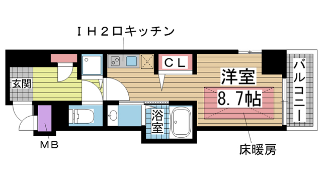 神戸市中央区楠町の賃貸物件間取画像