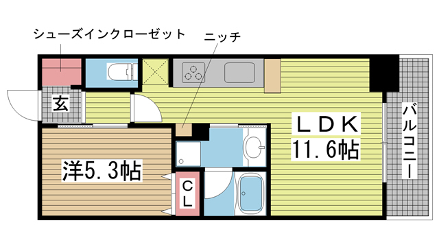 ワコーレ神戸北野ザ・テラス 303|神戸市中央区加納町(JR東海道本線(近畿)三ノ宮駅)のマンション間取 ワコーレ神戸北野ザ・テラス 303|神戸市中央区加納町(JR東海道本線(近畿)三ノ宮駅)のマンション間取