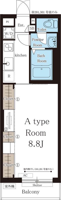 芦屋市松浜町の賃貸物件間取画像