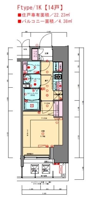 プレサンス兵庫駅前 0306|神戸市兵庫区浜崎通(JR山陽本線兵庫駅)のマンション間取 プレサンス兵庫駅前 0306|神戸市兵庫区浜崎通(JR山陽本線兵庫駅)のマンション間取