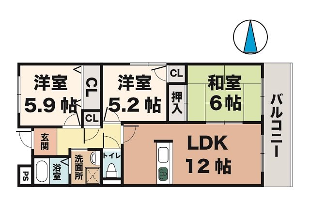 神戸市西区竜が岡の賃貸物件間取画像