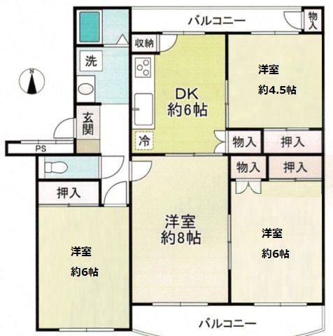 神戸市須磨区白川台の賃貸物件間取画像