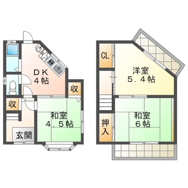 神戸市須磨区板宿町の賃貸物件間取画像