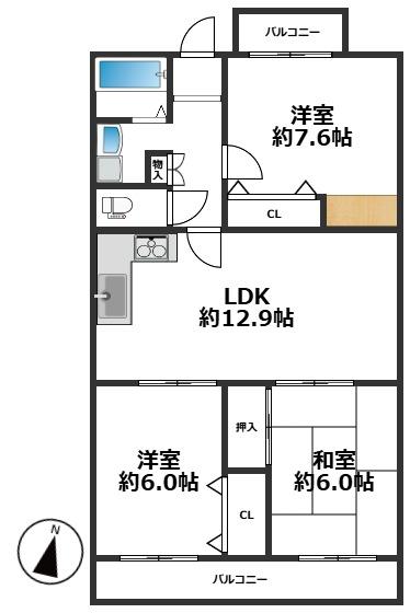 神戸市北区泉台の賃貸物件間取画像