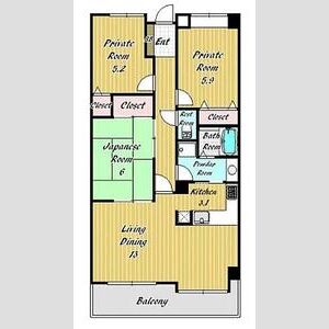 神戸市須磨区白川台の賃貸物件間取画像
