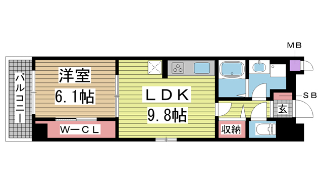 ボシュケ鷹取 507|神戸市長田区若松町(JR山陽本線鷹取駅)のマンション間取 ボシュケ鷹取 507|神戸市長田区若松町(JR山陽本線鷹取駅)のマンション間取
