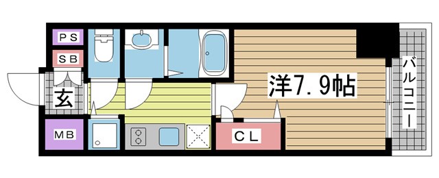 プレサンスKOBEグレンツ 808|神戸市兵庫区新開地(JR東海道本線(近畿)神戸駅)のマンション間取 プレサンスKOBEグレンツ 808|神戸市兵庫区新開地(JR東海道本線(近畿)神戸駅)のマンション間取