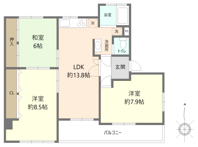 神戸市東灘区御影山手の賃貸物件間取画像