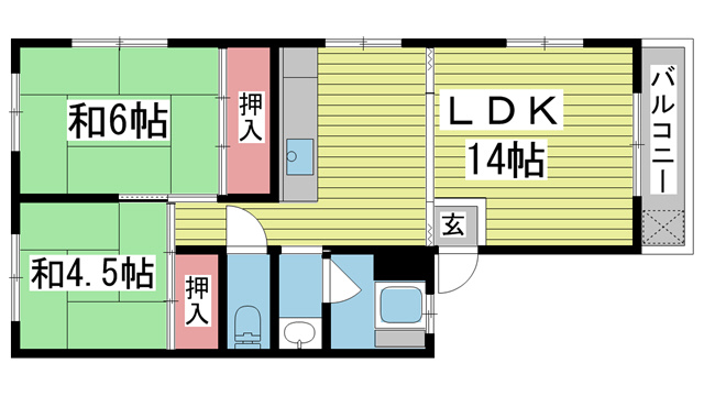 ランマンション 3階東|神戸市中央区中山手通(神戸市営地下鉄線県庁前駅)のマンション間取 ランマンション 3階東|神戸市中央区中山手通(神戸市営地下鉄線県庁前駅)のマンション間取