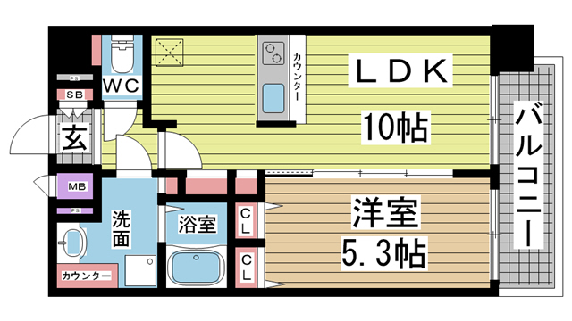 神戸市兵庫区中道通の賃貸物件間取画像