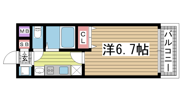 神戸市中央区筒井町の賃貸物件間取画像