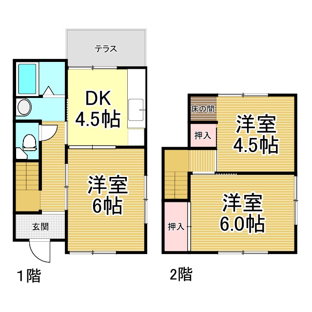 神戸市北区山田町上谷上の賃貸物件間取画像