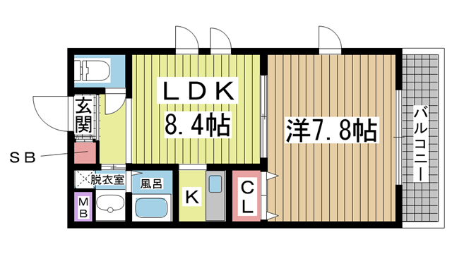 神戸市兵庫区夢野町の賃貸物件間取画像