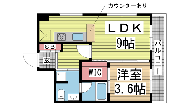 神戸市灘区高徳町の賃貸物件間取画像