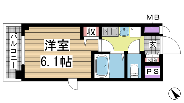 神戸市兵庫区駅南通の賃貸物件間取画像