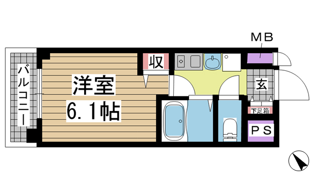 神戸市兵庫区駅南通の賃貸物件間取画像