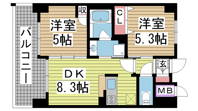 神戸市兵庫区西柳原町の賃貸物件間取画像
