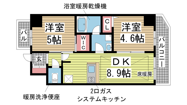 神戸市中央区御幸通の賃貸物件間取画像