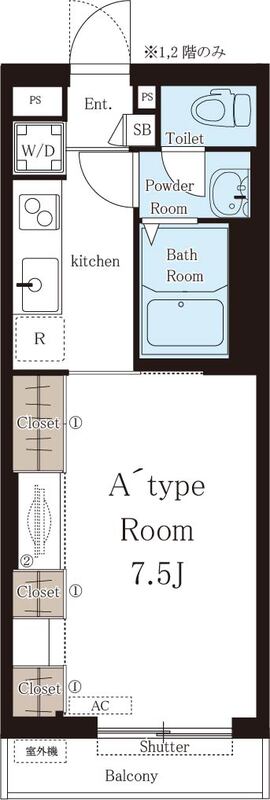 神戸市兵庫区駅南通の賃貸物件間取画像