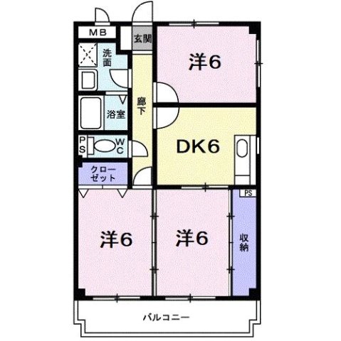 神戸市北区有野中町の賃貸物件間取画像