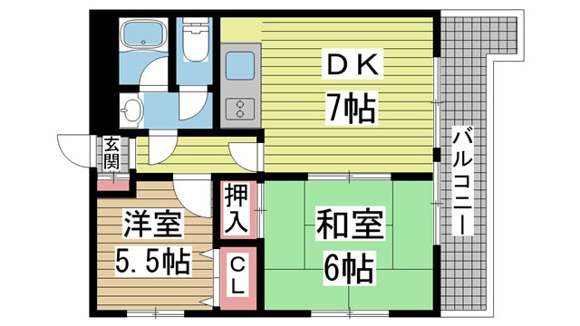 神戸市中央区日暮通の賃貸物件間取画像